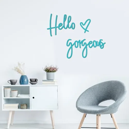 Hello Gorgeous Wall Decor Sign Hello Gorgeous Wall Art, Blue