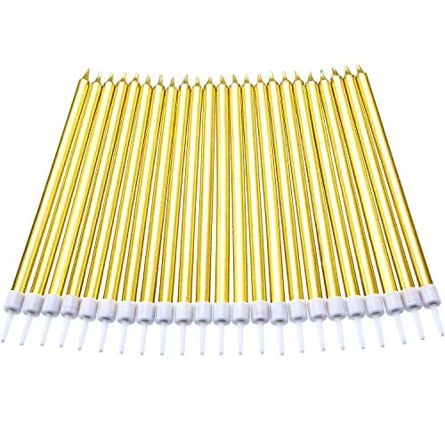50 Piece Long Birthday Candles, Gold