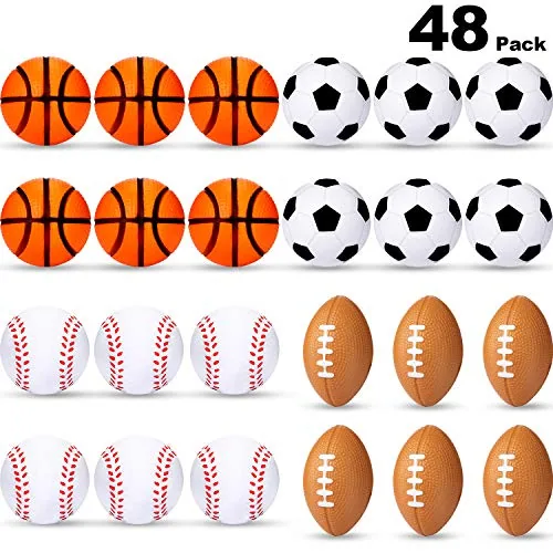 48 Piece Mini Sports Stress Balls, Multicolour