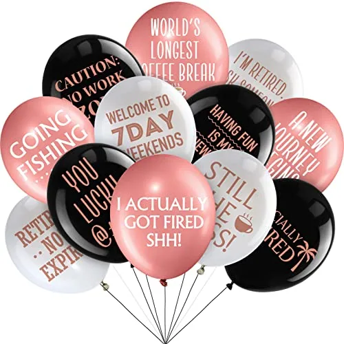48 Piece 12 Inches Retirement Balloons Decoration Happy Retirement, Pink