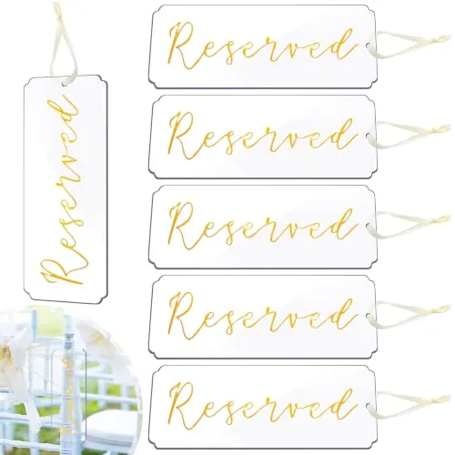 6 Piece Wedding Reserved Signs Acrylic, Gold