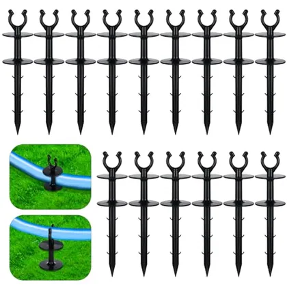 15 Piece 2 in 1 Garden Hose Guide, Black