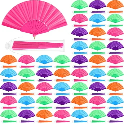 50 Piece Folding 9 Inch Clapping Fans, Multicolour