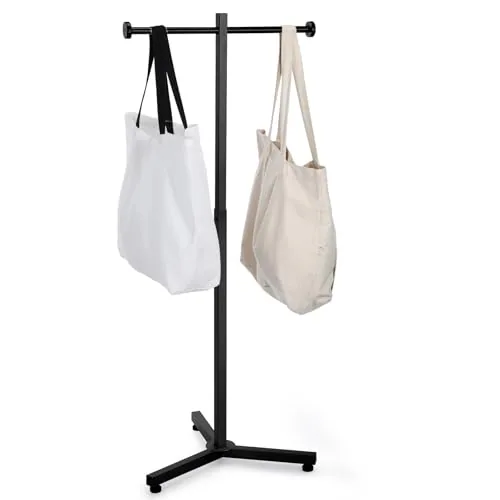 1 Piece 45 Inch Adjustable Shopping Bag Rack Heavy Duty Metal, Black