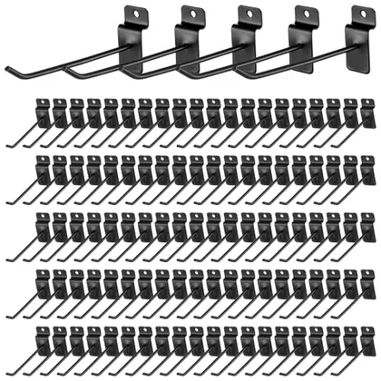 200 Piece 6 Inches Slatwall Hooks Accessories Black Slat Wall