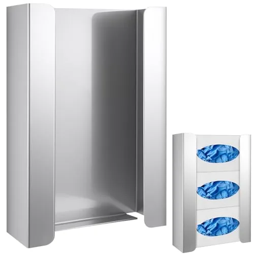 1 Piece Glove Box Holder/Dispenser Stainless Steel Triple Wall, Silver
