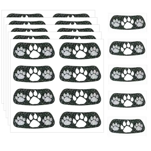 24 Pairs Glitter Paw Print Tattoos Eye Black Temporary