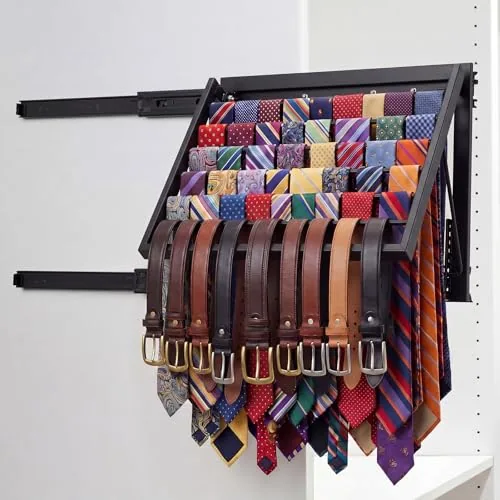 13.8 in Sliding Tie Rack, Black