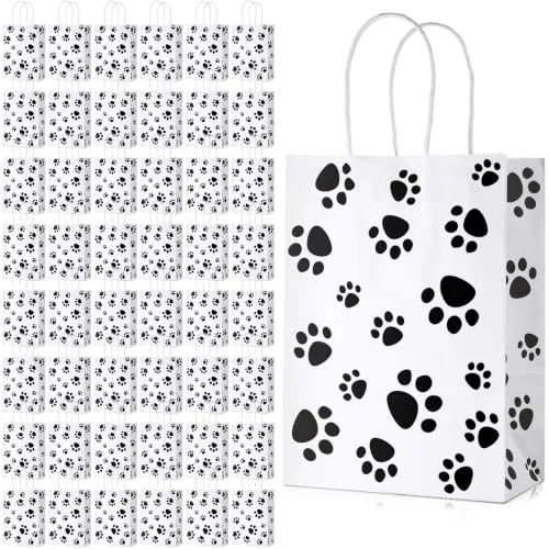 20 Piece Dog Paw Gift Bag, White