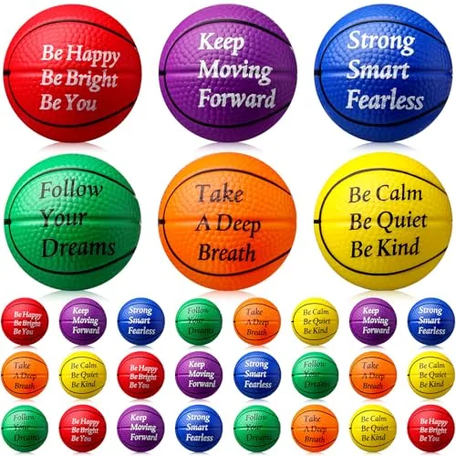30 Piece Mini Basketball Stress Balls, Multicolour