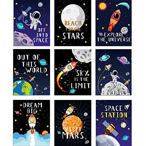 9 Piece Outer Space Decor, Multicolour