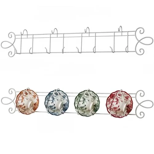 2 Piece Tea Cup & Saucer Display Rack Stands, White