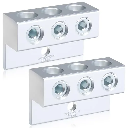 2 Piece Dual Aluminum Ground Lug Dual Rated Double Wire Barrel, Silver