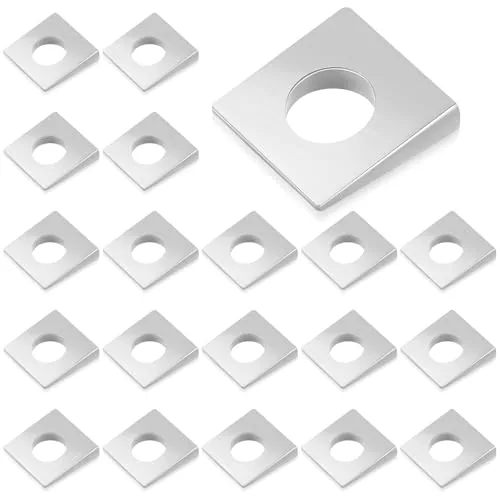 20 Piece 1/2 in Square Beveled Washer, Silver