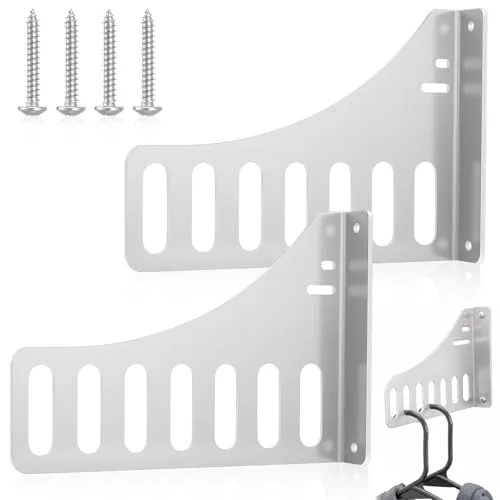 2 Piece Aluminum Wall Mount Clothing Hanger, Silver