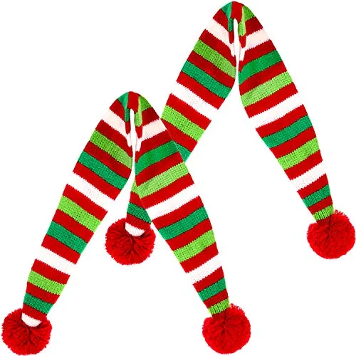 2 Piece Christmas Striped Knit Pet Warmer Scarf, Red