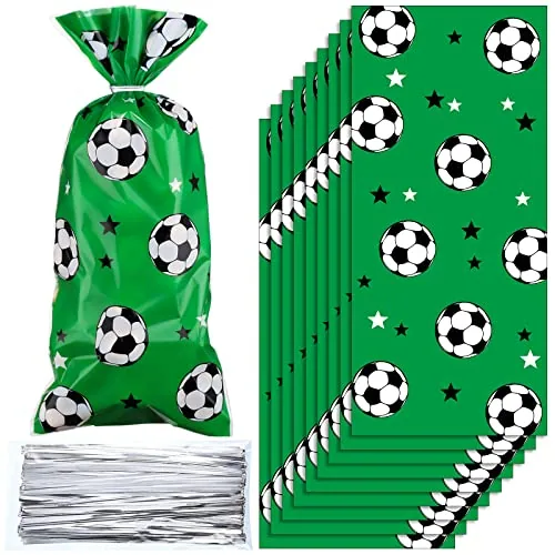 100 Piece Soccer Treat Gift Bags, Green