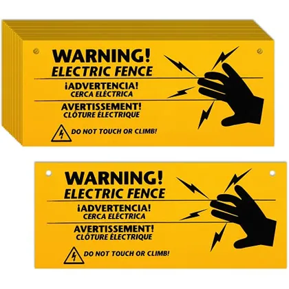 16 Piece Electric Fence Warning Signs 10 x 4 Inch, Yellow