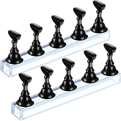 2 Piece Magnetic Nail Stand Holder Press on Nails, Black