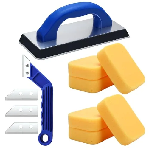 11 Piece Grout Float Sets Include 9.5 x 4 Inch Molded Rubber Grout, Blue
