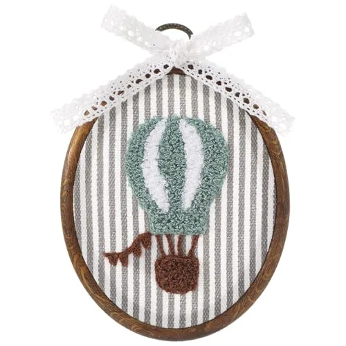 Vintage Hot Air Balloon Wall Art Nursery Decor Framed, Blue