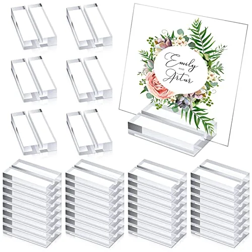 20 Piece 2 Inch Acrylic Place Card Holders Clear Stands Base
