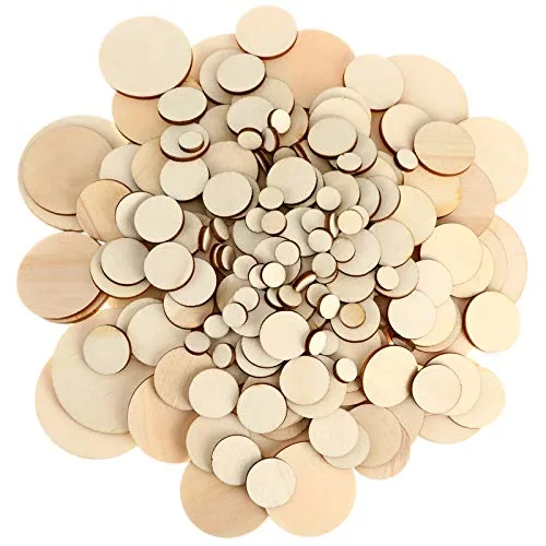 450 Piece Unfinished Wood Slices Round Disc Circles