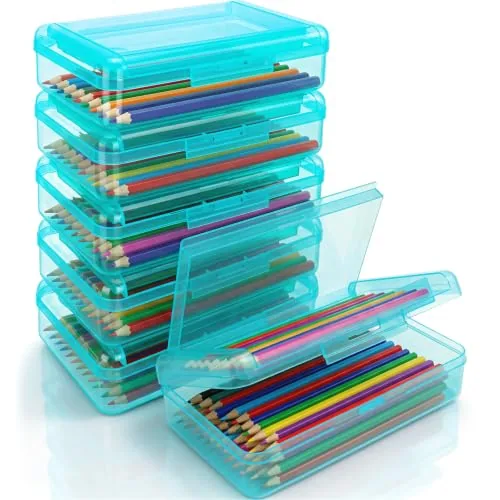 6 Piece Double Layer Pencil Boxes Large Capacity