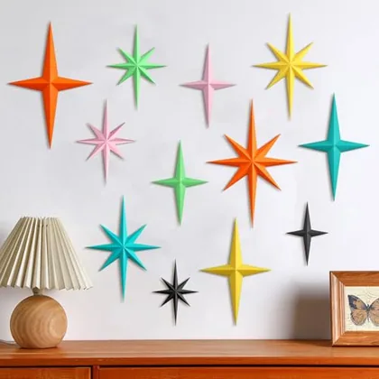 12 Piece Mid Century Modern Decoration Mcm Retro 3D Starburst Art