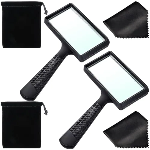 2 Piece 10X Handheld Magnifier, Black