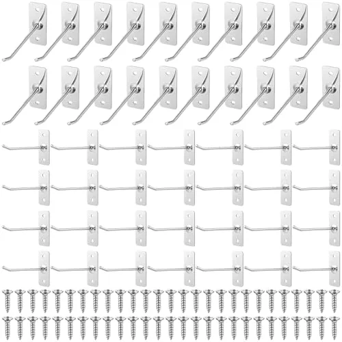 100 Piece Single Hooks Wall Mounted Stainless Steel Garage Storage, Silver